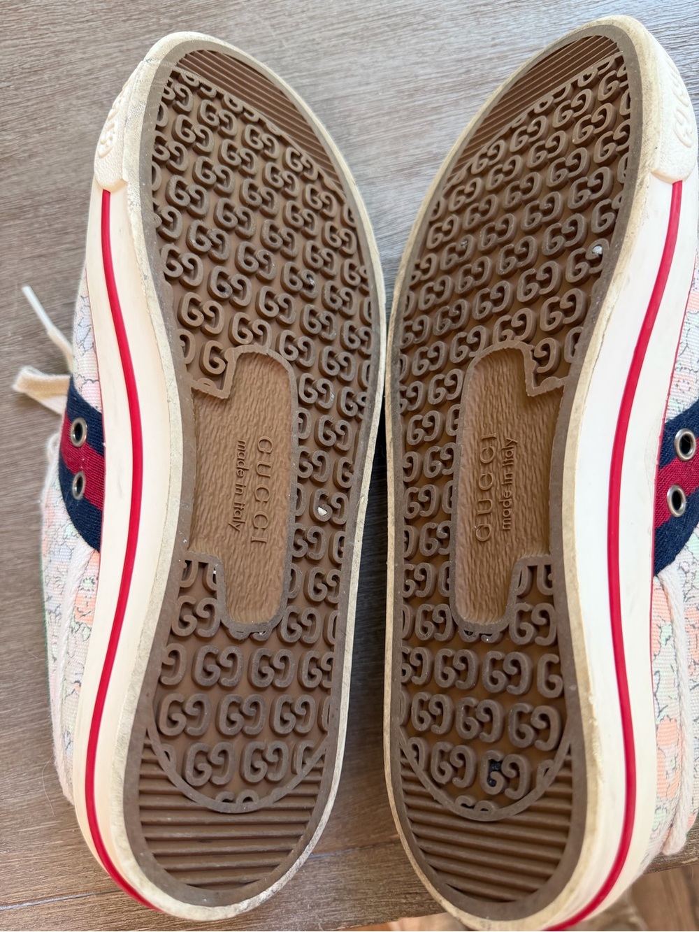 Gucci Floral Canvas Sneakers in Pink, Green and Red-Blue Stripe - Picture 8 of 8